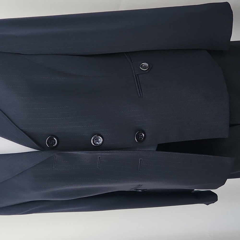 Kasper Petite 10P Navy Pinstripe Pant Suit Blazer & Trousers Career Professional - Picture 7 of 11